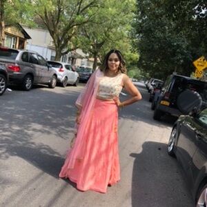 Elegant Pink and Cream Lehenga